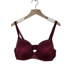 Victoria's Secret Lined Demi Bra Size 32DD Maroon Metallic